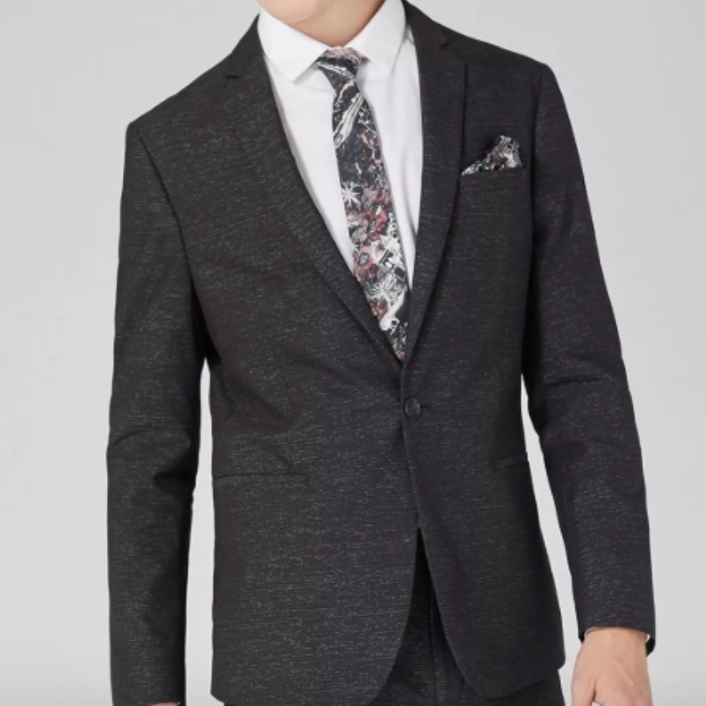Topman Black Stripe Skinny Fit Cotton Suit Jacket